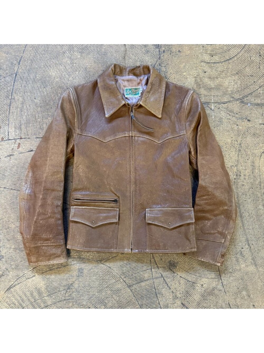 Levi's Vintage Clothing LVC Halfbelt Tan Leather Jacket Small